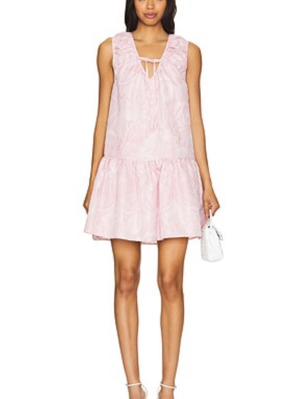 Ganni Bleached Mauve Textured Mini Dress